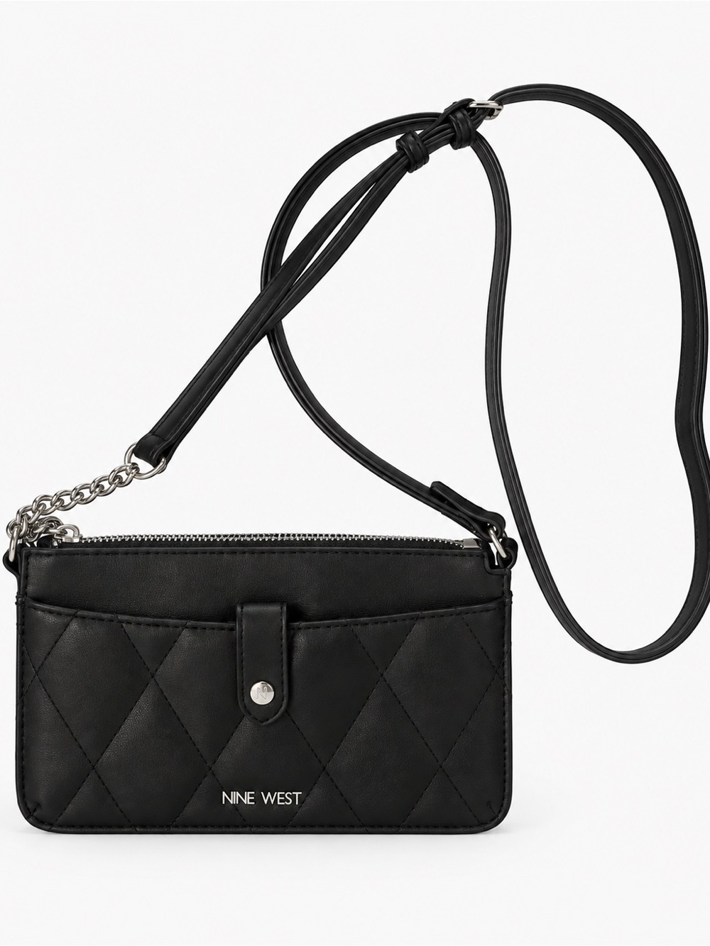 Nine West Black Quilted Crossbody Cardholder